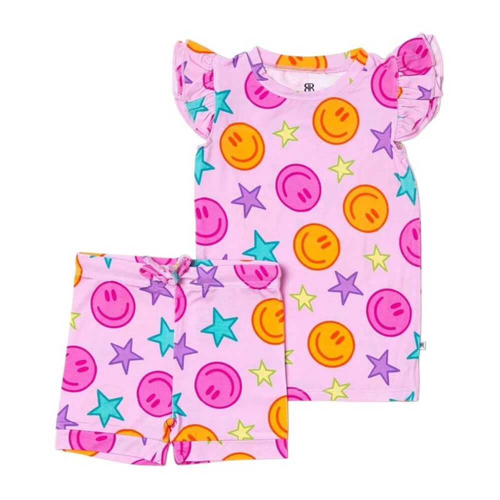 Bums & Roses Girls  Peachy Power Cap Sleeve Shirt & Short, Multicolor